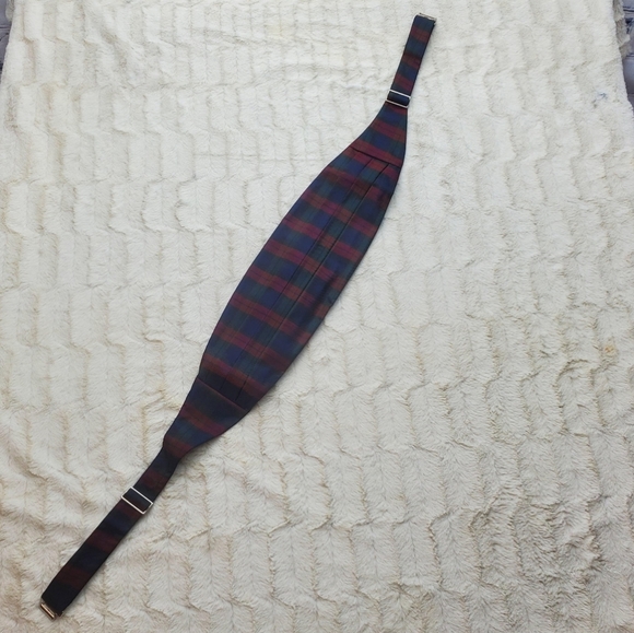 Brooks Brothers Men's Cummerbund Waist Sash Suit Tuxedo Green Plaid Tartan OS - Picture 5 of 8